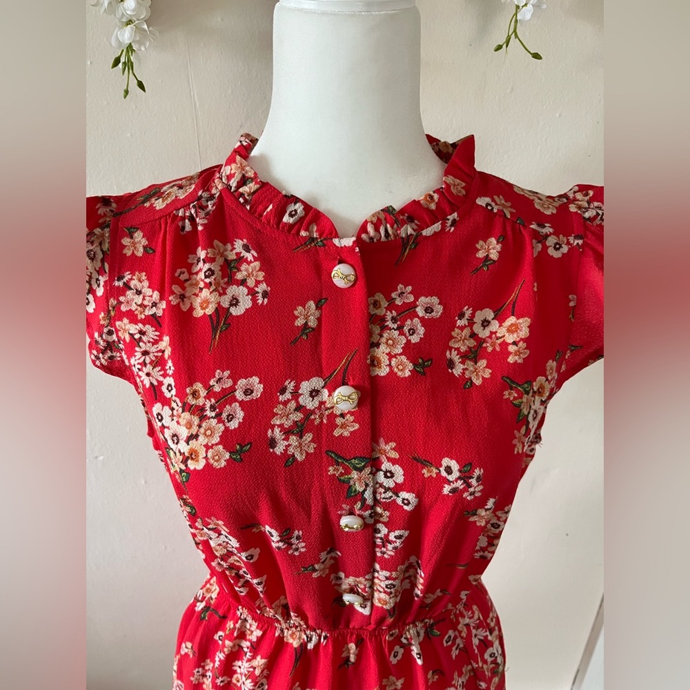 Red floral dress